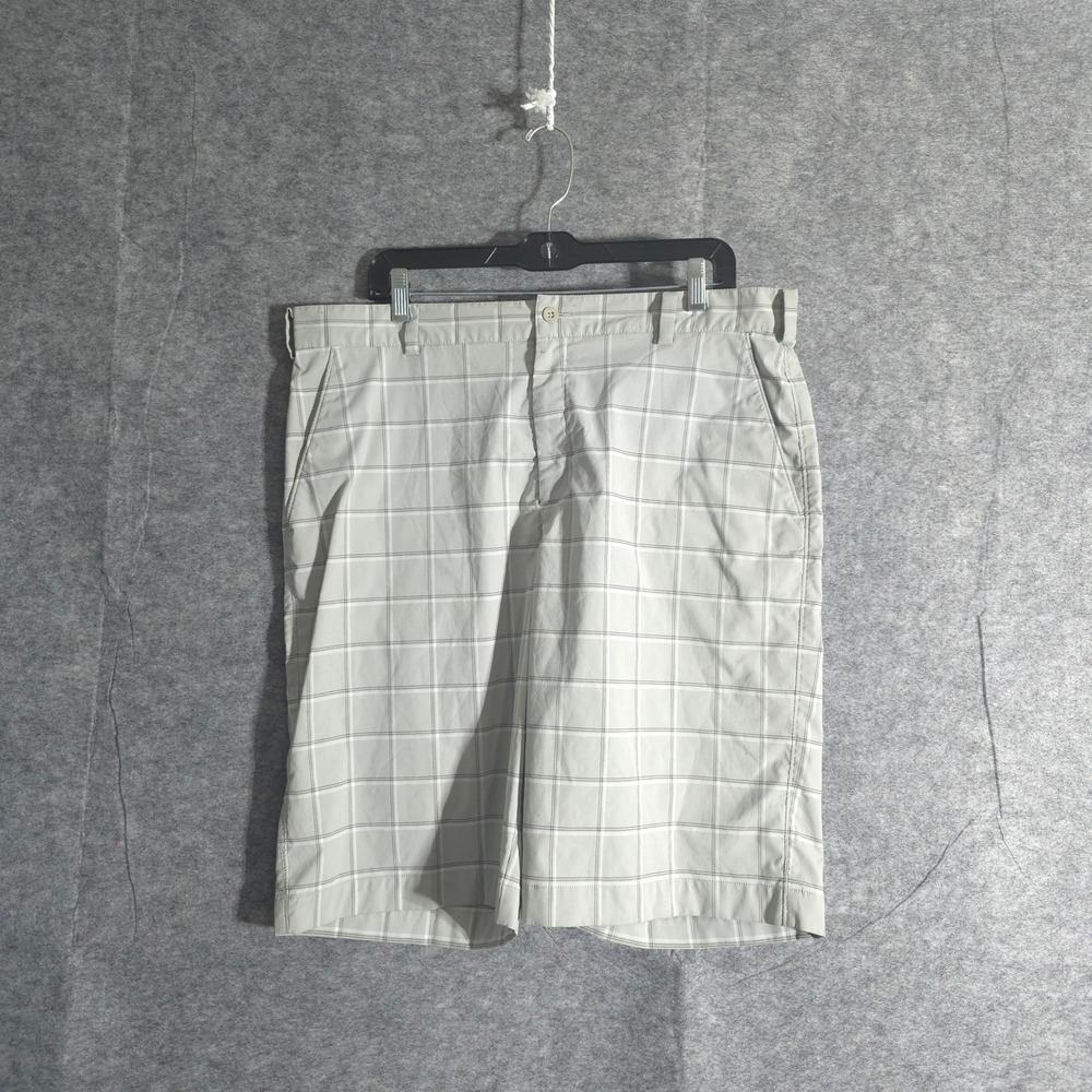 Nike Golf Shorts Mens Size 36 Gray Plaid Flat Front Performance Athletic Sport